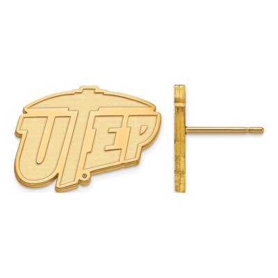 University of Texas at El Paso 10K Yellow Gold UTEP Miners Button Stud Earrings
