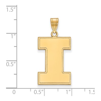 University of Illinois 10K Yellow Gold Extra Large Letter I Pendant – view 2