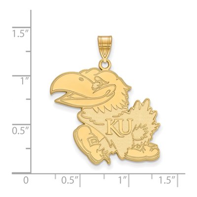 University of Kansas 10K Yellow Gold Extra Large Jayhawk Pendant – view 2