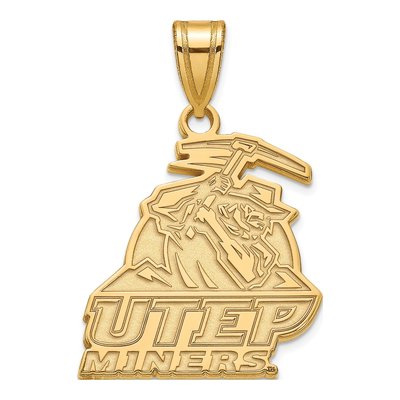 University of Texas at El Paso 10K Yellow Gold UTEP Miners Large Pendant
