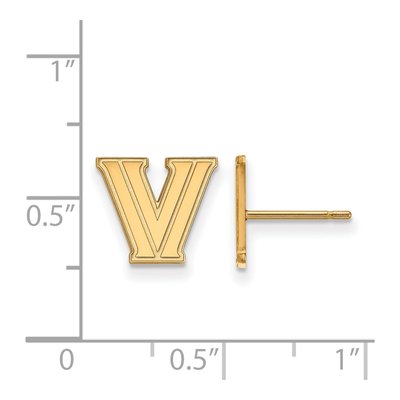 Villanova University 10K Yellow Gold Extra Small Letter V Earrings – view 2