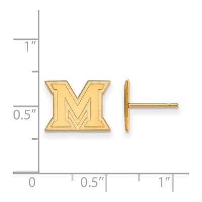 Miami University 10K Yellow Gold Ohio Extra Small Letter M Stud Earrings – view 2