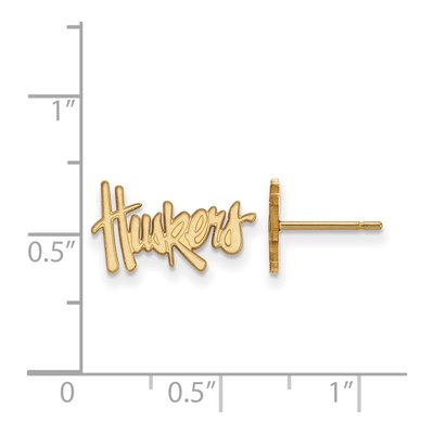 University of Nebraska 10K Yellow Gold Huskers Stud Earrings – view 2