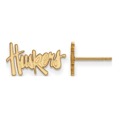 University of Nebraska 10K Yellow Gold Huskers Stud Earrings