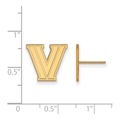 Villanova University 10K Yellow Gold Letter V Stud Earrings – view 2