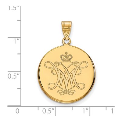 College of William & Mary 10K Yellow Gold Of Large Disc Pendant – view 2