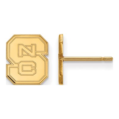 North Carolina State University 10K Yellow Gold NC Wolfpack N-C-S Stud Earrings