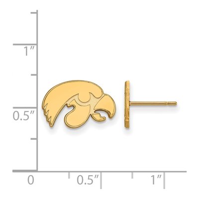 University of Iowa 10K Yellow Gold Hawk Stud Earrings – view 2