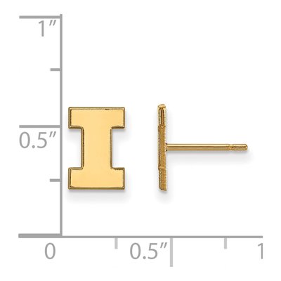 University of Illinois 10K Yellow Gold Letter I Extra Small Stud Earrings – view 2