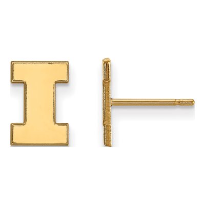 University of Illinois 10K Yellow Gold Letter I Extra Small Stud Earrings