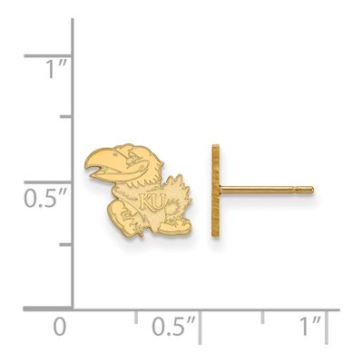 University of Kansas 10K Yellow Gold Jayhawk Stud Earrings – view 2