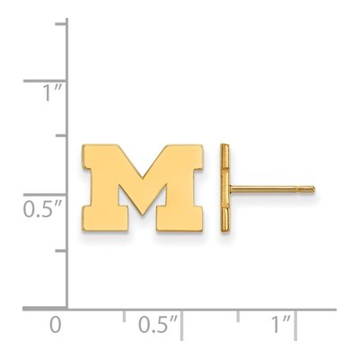 University of Michigan 10K Yellow Gold Letter M Earrings – view 2