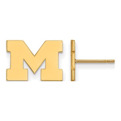 University of Michigan 10K Yellow Gold Letter M Earrings