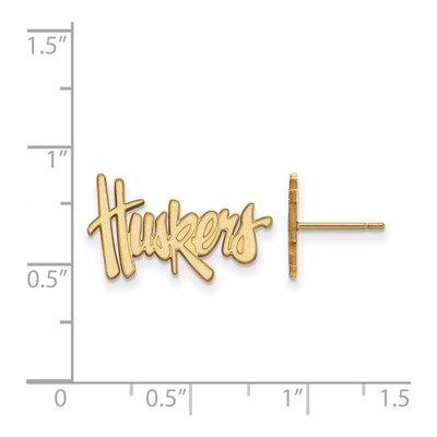 University of Nebraska 10K Yellow Gold Huskers Stud Earrings – view 2