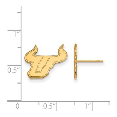 University of South Florida 10K Yellow Gold Bull Small Stud Earrings – view 2