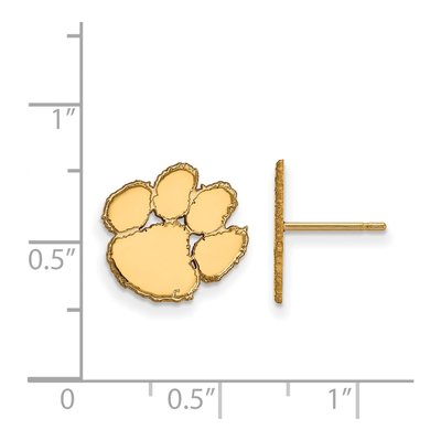 Clemson University 10K Yellow Gold Tiger Paw Small Stud Earrings – view 2