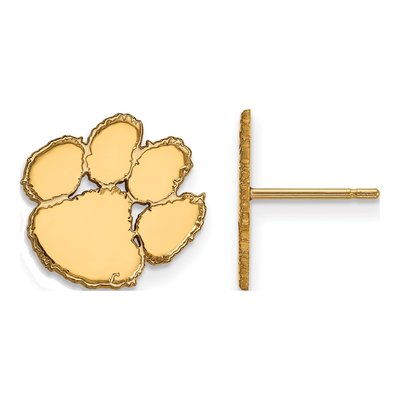 Clemson University 10K Yellow Gold Tiger Paw Small Stud Earrings