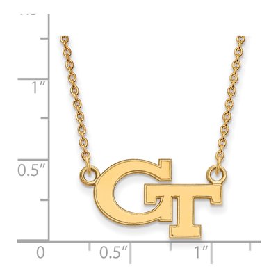 Georgia Institute of Technology 10K Yellow Gold Small Tech G-T Pendant Necklace – view 2