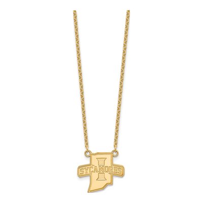 Indiana State University 10K Yellow Gold Large Sycamores Pendant Necklace – view 2