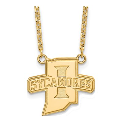 Indiana State University 10K Yellow Gold Large Sycamores Pendant Necklace