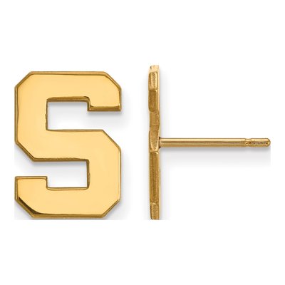 Michigan State University 10K Yellow Gold Small Letter S Stud Earrings