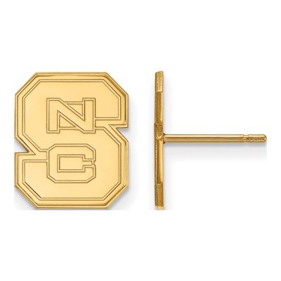 North Carolina State University 10K Yellow Gold NC N-C-S Stud Earrings