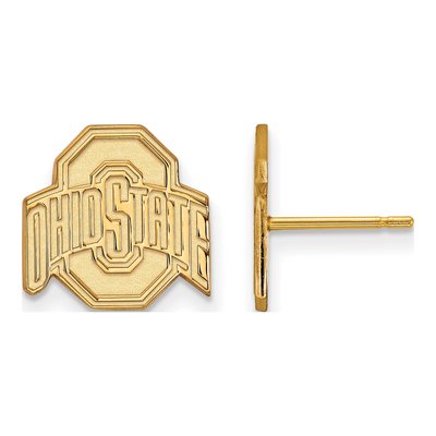 Ohio State University 10K Yellow Gold Buckeyes Stud Earrings