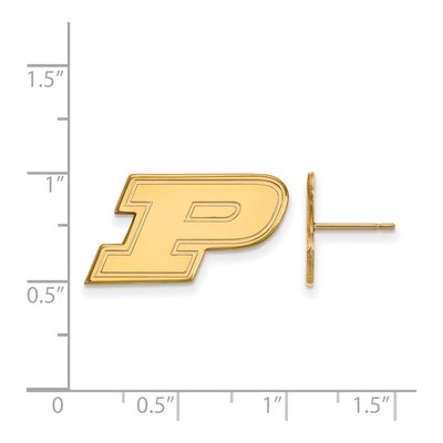 Purdue University 10K Yellow Gold Letter P Stud Earrings – view 2
