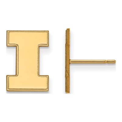 University of Illinois 10K Yellow Gold Of Letter I Stud Earrings