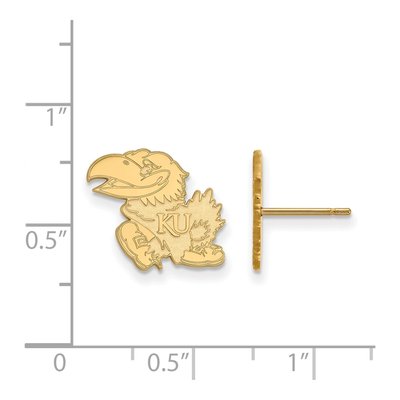 University of Kansas 10K Yellow Gold Jayhawk Stud Earrings – view 2
