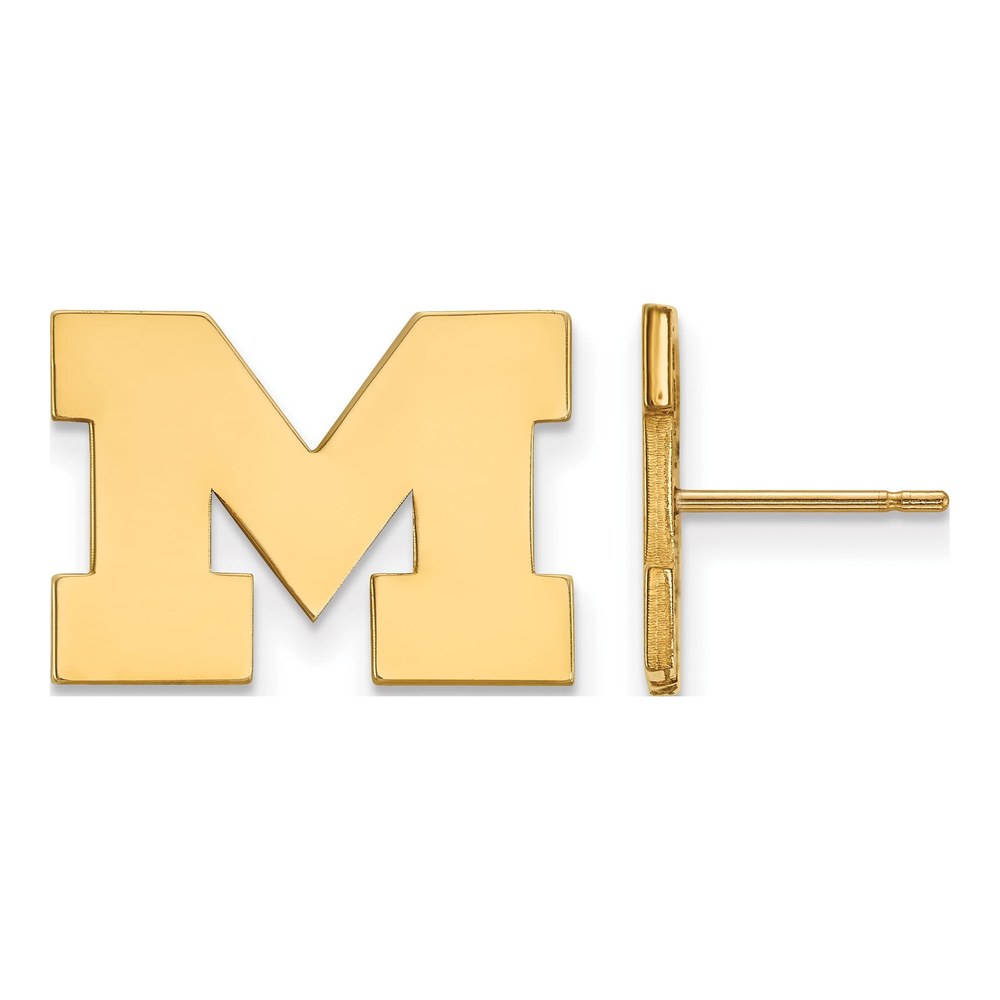 10K Gold Michigan Letter M Post Earrings
