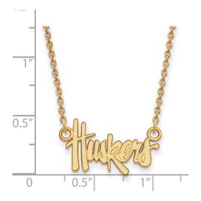 University of Nebraska 10K Yellow Gold Small Huskers Script Pendant Necklace – view 2