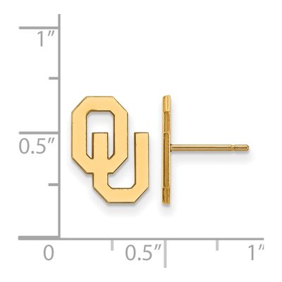 University of Oklahoma 10K Yellow Gold O-U Small Stud Earrings – view 2