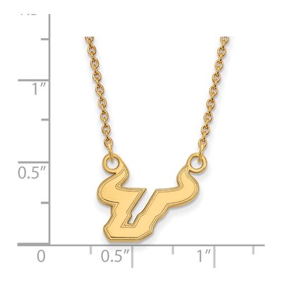 University of South Florida 10K Yellow Gold Small USF Bulls Pendant Necklace – view 2