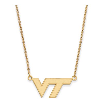 Virginia Tech 10K Yellow Gold Small V-T Pendant Necklace