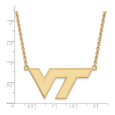 Virginia Tech 10K Yellow Gold V-T Large Necklace – view 2