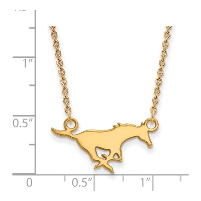 Southern Methodist University 10K Yellow Gold Mustang Small Necklace – view 2