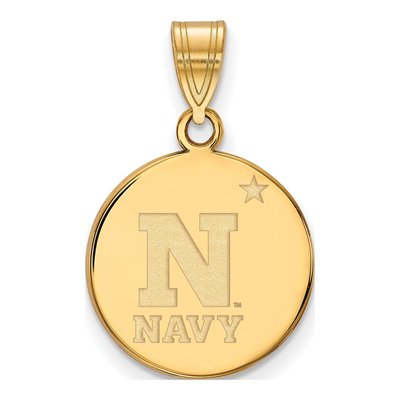 United States Naval Academy 10K Yellow Gold Medium US Disc Pendant