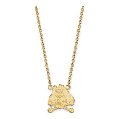 East Carolina University 10K Yellow Gold Large Pirates Pendant Necklace