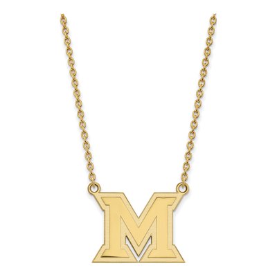 Miami University 10K Yellow Gold Large Ohio Letter M Pendant Necklace