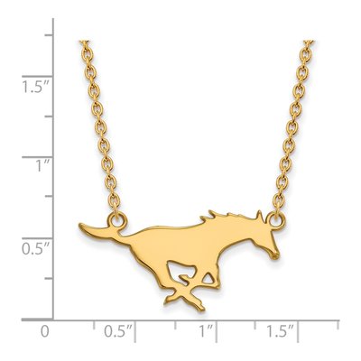 Southern Methodist University 10K Yellow Gold SMU Mustangs Large Pendant Necklace – view 2