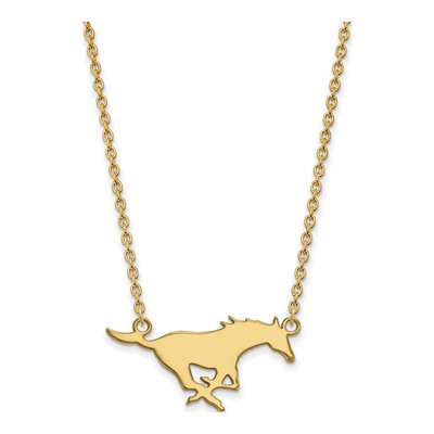 Southern Methodist University 10K Yellow Gold SMU Mustangs Large Pendant Necklace