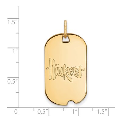 University of Nebraska 10K Yellow Gold Huskers Small Dog Tag Pendant – view 2