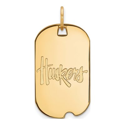University of Nebraska 10K Yellow Gold Huskers Small Dog Tag Pendant
