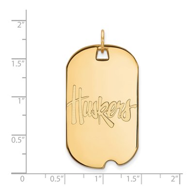 University of Nebraska 10K Yellow Gold Large Huskers Dog Tag Pendant – view 2