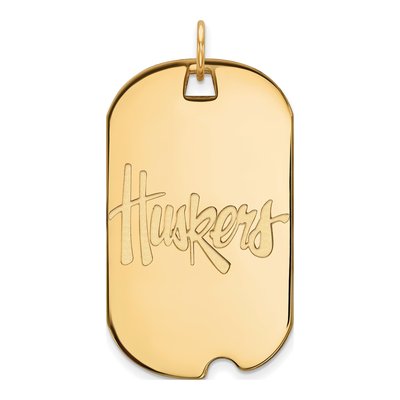 University of Nebraska 10K Yellow Gold Large Huskers Dog Tag Pendant