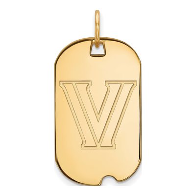 Villanova University 10K Yellow Gold Small Dog Tag Letter V Pendant