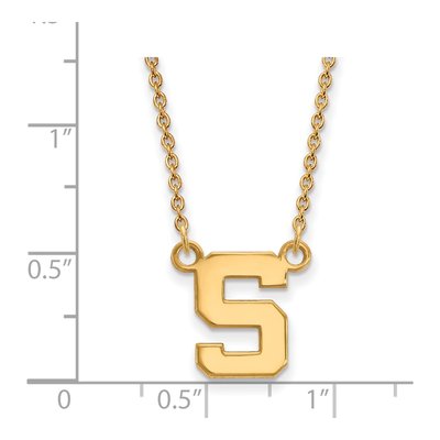 Michigan State University 10K Yellow Gold Small Spartans 's' Letter S Pendant Necklace – view 2