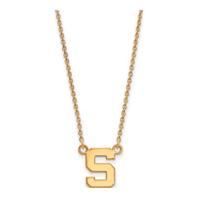 Michigan State University 10K Yellow Gold Small Spartans 's' Letter S Pendant Necklace