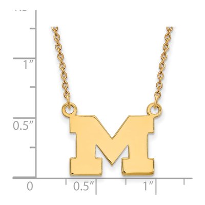 University of Michigan 10K Yellow Gold Small Letter M Necklace – view 2